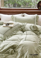 Madeleine Lace Double Gauze Ruffle Bedding Set / Brown Ever Lasting