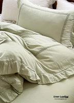 Madeleine Lace Double Gauze Ruffle Bedding Set / Brown Ever Lasting