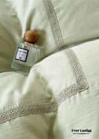 Madeleine Lace Double Gauze Ruffle Bedding Set / Brown Ever Lasting