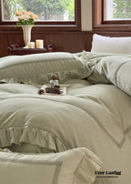 Madeleine Lace Double Gauze Ruffle Bedding Set / Brown Ever Lasting