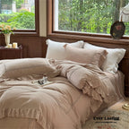 Madeleine Lace Double Gauze Ruffle Bedding Set / Brown Ever Lasting
