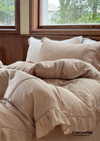 Madeleine Lace Double Gauze Ruffle Bedding Set / Brown Ever Lasting