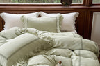 Madeleine Lace Double Gauze Ruffle Bedding Set / Brown Ever Lasting