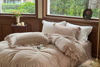 Madeleine Lace Double Gauze Ruffle Bedding Set / Brown Ever Lasting
