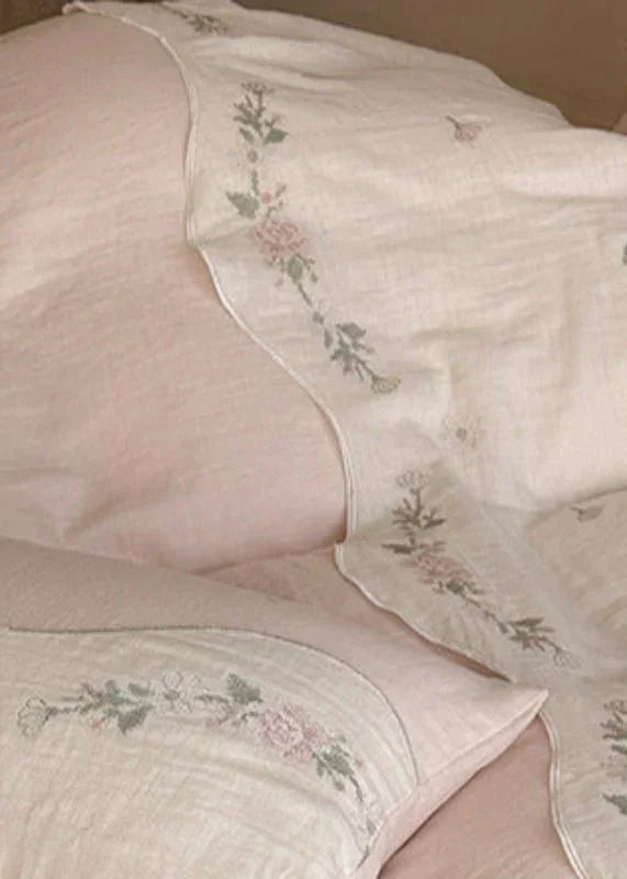 Maeve Floral Double Gauze Bedding Set / Khaki Ever Lasting