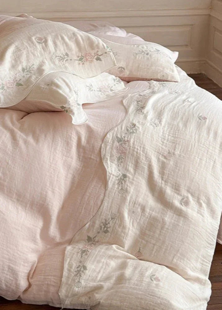 Maeve Floral Double Gauze Bedding Set / Khaki Ever Lasting
