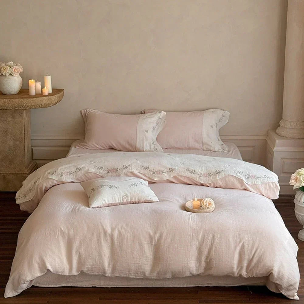 Maeve Floral Double Gauze Bedding Set / Pink Ever Lasting