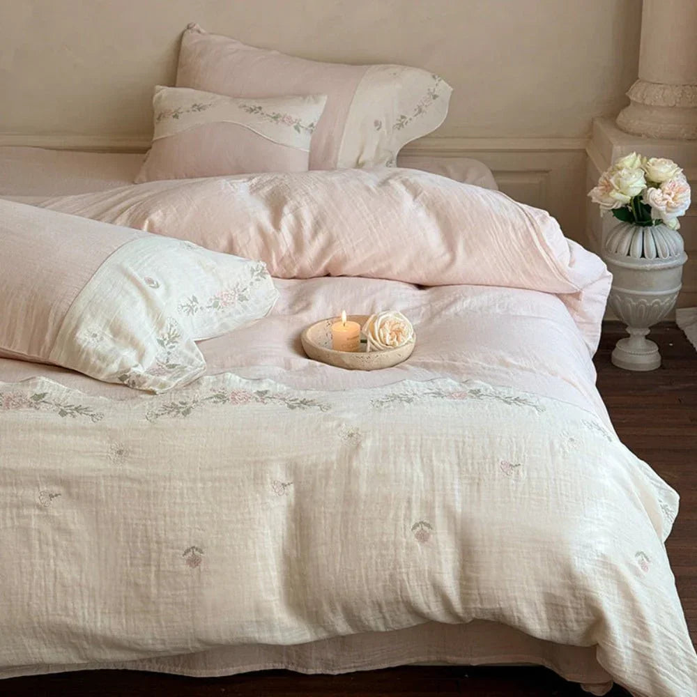 Maeve Floral Double Gauze Bedding Set / Pink Ever Lasting