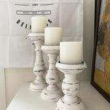 Retro White Wooden Candle Holder