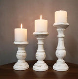 Retro White Wooden Candle Holder