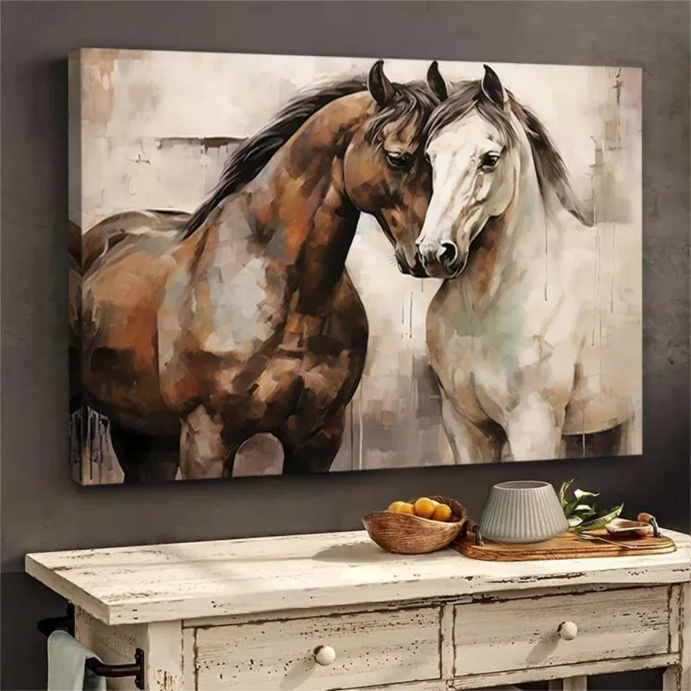 Majestic Horse Couple Canvas Wall Art - House Of Avana