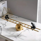 Majestic Thinker on Ladder Sculpture, 1pc - Metal Fantasy Figurine, Unique Creative Decor for Various Room Types, Perfect for Indoor Spaces & Christmas Holidays - Sophisticated Metal Artwork for Home Aesthetics - House Of Avana