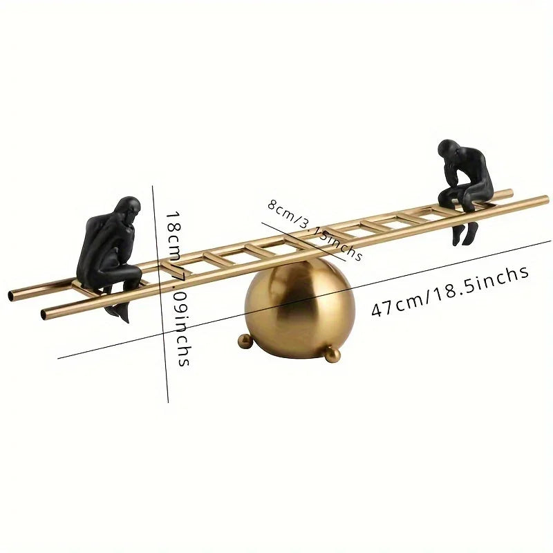 Majestic Thinker on Ladder Sculpture, 1pc - Metal Fantasy Figurine, Unique Creative Decor for Various Room Types, Perfect for Indoor Spaces & Christmas Holidays - Sophisticated Metal Artwork for Home Aesthetics - House Of Avana