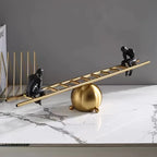 Majestic Thinker on Ladder Sculpture, 1pc - Metal Fantasy Figurine, Unique Creative Decor for Various Room Types, Perfect for Indoor Spaces & Christmas Holidays - Sophisticated Metal Artwork for Home Aesthetics - House Of Avana