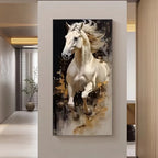 Majestic White Horse Abstract Canvas Wall Art - House Of Avana