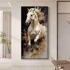 Majestic White Horse Abstract Canvas Wall Art - House Of Avana