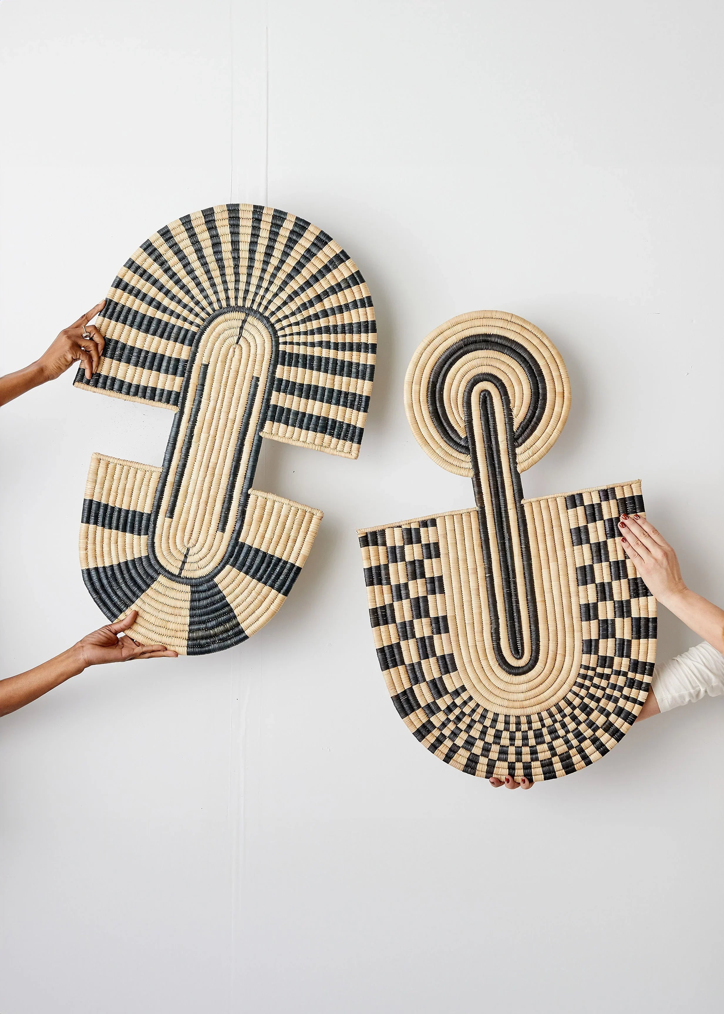 Maravi Patterned Black & Natural Woven Wall Art Kanju Interiors