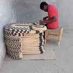 Maravi Patterned Black & Natural Woven Wall Art Kanju Interiors