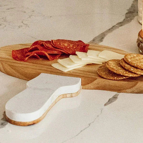 Marble and Wood Mushroom Cutting Board, detail shot - House Of Avana