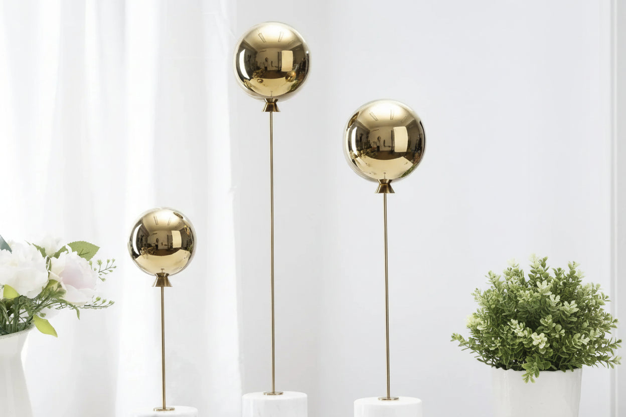 Marble Base Statue - Gold Balloon Sculpture, back view - House Of Avana