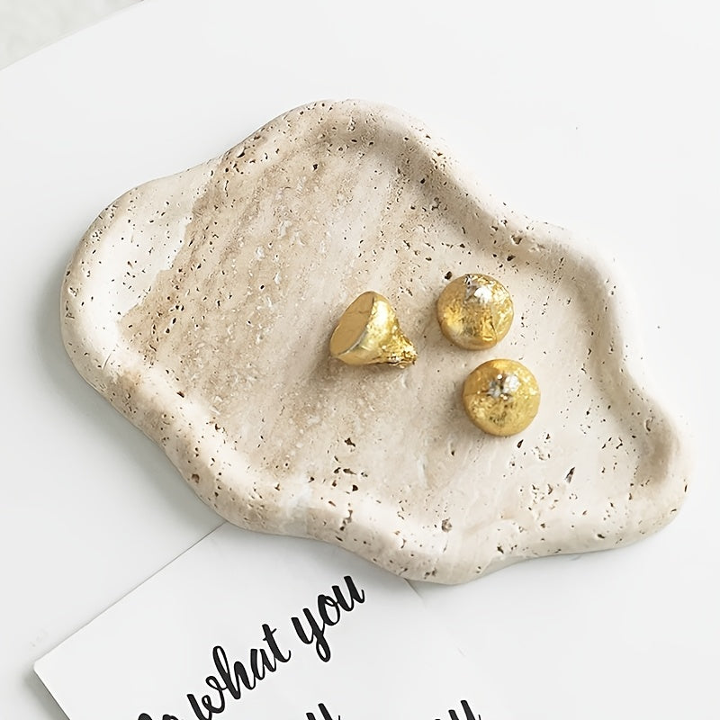 Natural Marble Cloud-Shaped Jewelry & Cosmetic Display Tray - Polished Irregular Decorative Organizer for Home Office Desk, Key Holder, Gift for Her, Office Decor And Accessories, Elegant Design, Smooth Finish, Beauty Enthusi House Of Avana