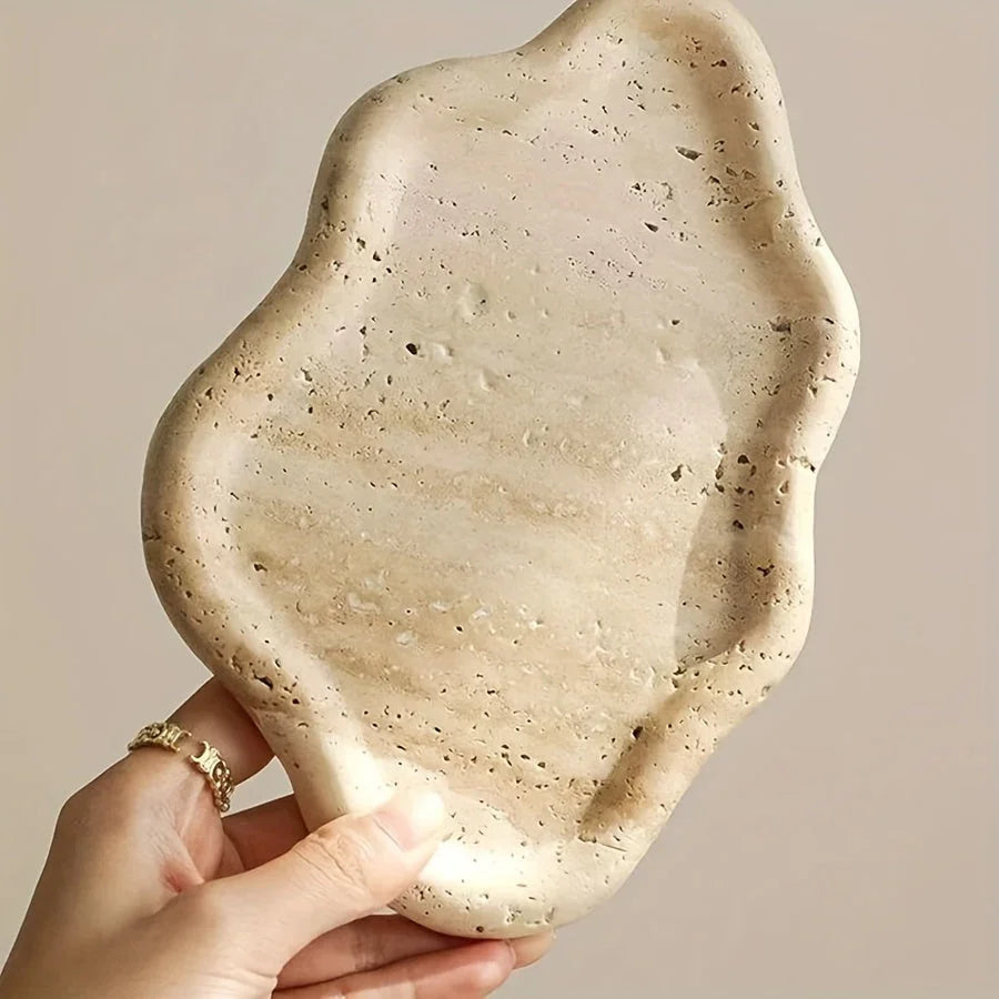 Polished white marble cloud-shaped tray, irregular decorative storage - House of Avana