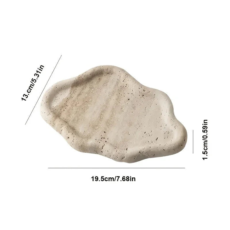 Polished white marble cloud-shaped tray, irregular decorative storage - House of Avana