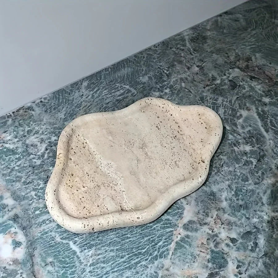 Polished white marble cloud-shaped tray, irregular decorative storage - House of Avana