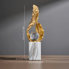 White marble patterned feather pearl ornament, elegant resin decor - House of Avana