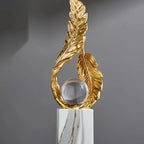 White marble patterned feather pearl ornament, elegant resin decor - House of Avana