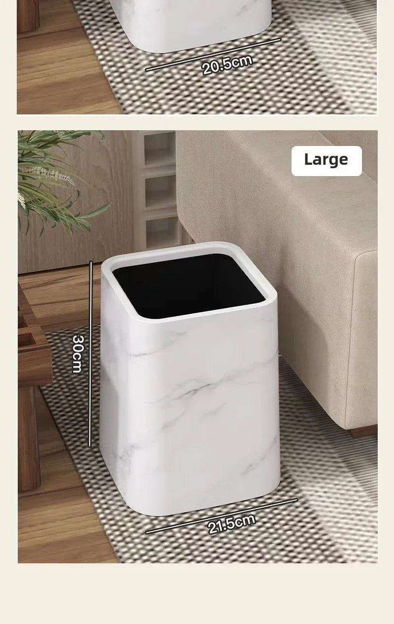 15l/3.96gal Marble Stylish Nordic Trash Can - Large Capacity Square Wastebasket for Living Room,... - House Of Avana
