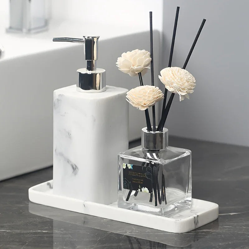 Marble-Patterned Lotion Bottle And Dispensing Bottle House Of Avana