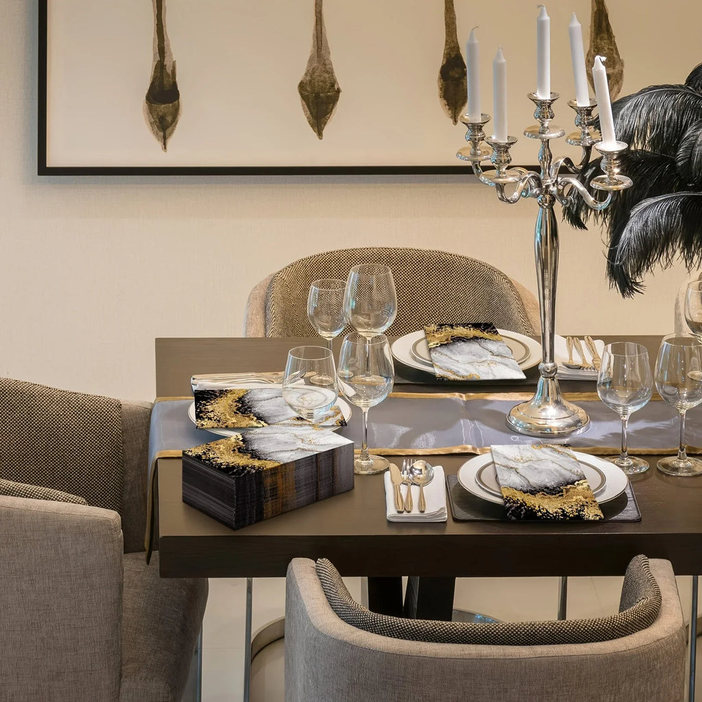 White marble print disposable hand towels, absorbent paper - House of Avana