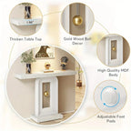 40" Modern Console Table with Geometric Base & Faux Marble Top, Narrow Sofa Entryway Table for Living Room, Hallway, or Entrance, Durable MDF Board Construction, Minimalist Design, White Gloss Finish, Living Room Table House Of Avana