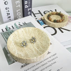 Round marble tray with pearl design, polished white stone - House of Avana