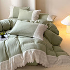 Margaux Lace Double Gauze Bedding Set / Sage Green Ever Lasting