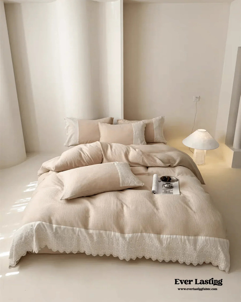 Margaux Lace Double Gauze Bedding Set / Sage Green Ever Lasting