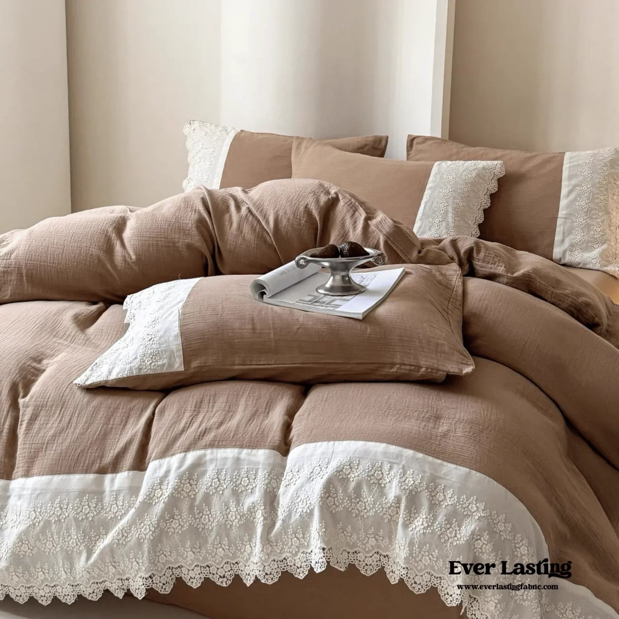 Margaux Lace Double Gauze Bedding Set / Sage Green Ever Lasting