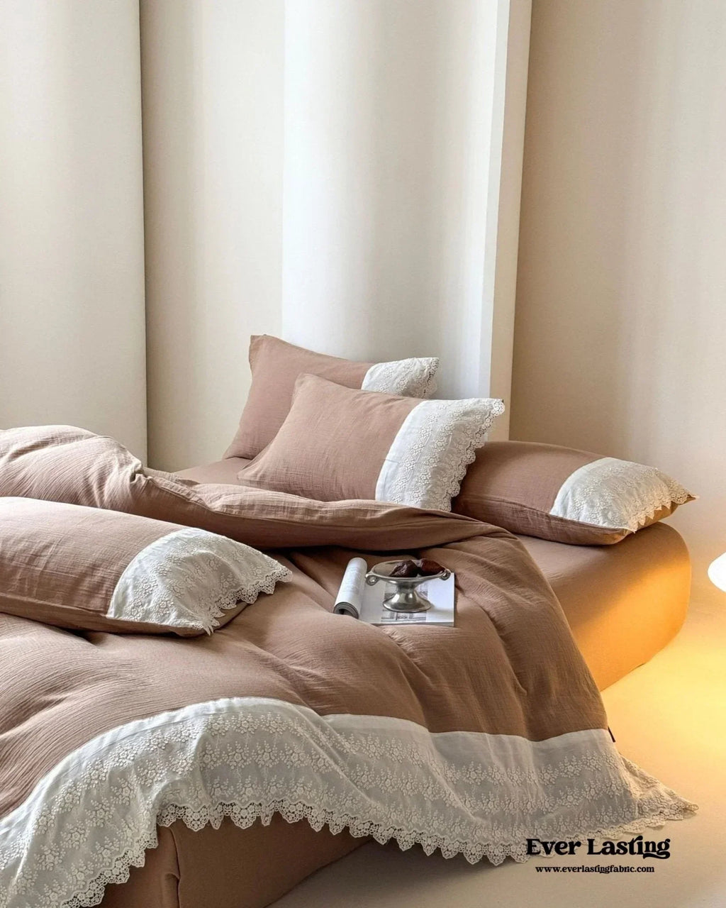 Margaux Lace Double Gauze Bedding Set / Sage Green Ever Lasting