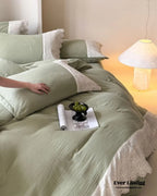 Margaux Lace Double Gauze Bedding Set / Sage Green Ever Lasting