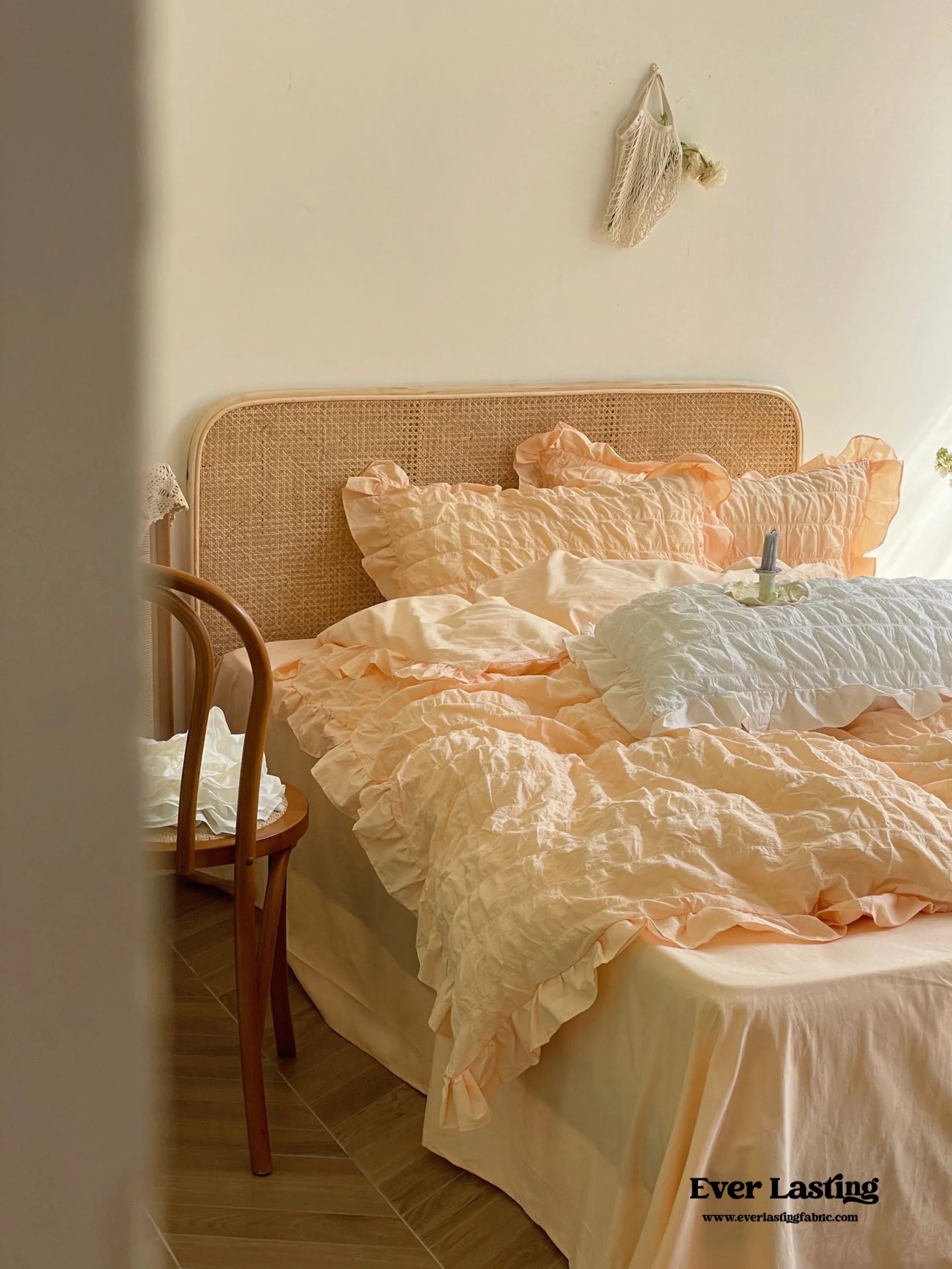 Marshmallow Puff Ruffle Bedding Set / Yellow Ever Lasting
