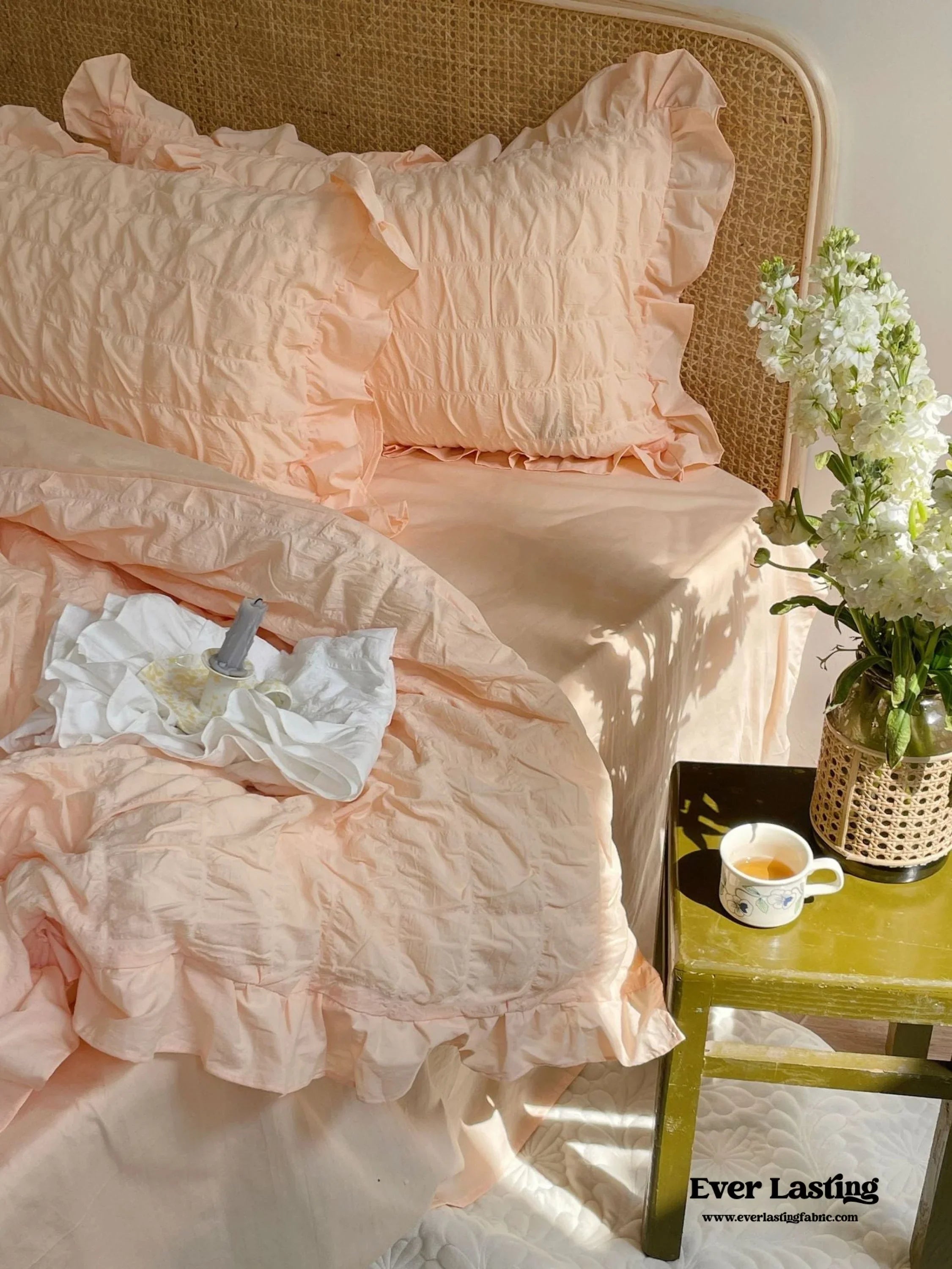Marshmallow Puff Ruffle Bedding Set / Yellow Ever Lasting