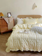 Marshmallow Puff Ruffle Bedding Set / Yellow Ever Lasting