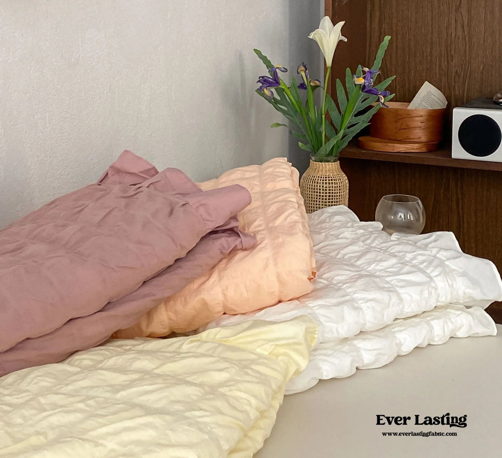 Marshmallow Puff Ruffle Bedding Set / Yellow Ever Lasting