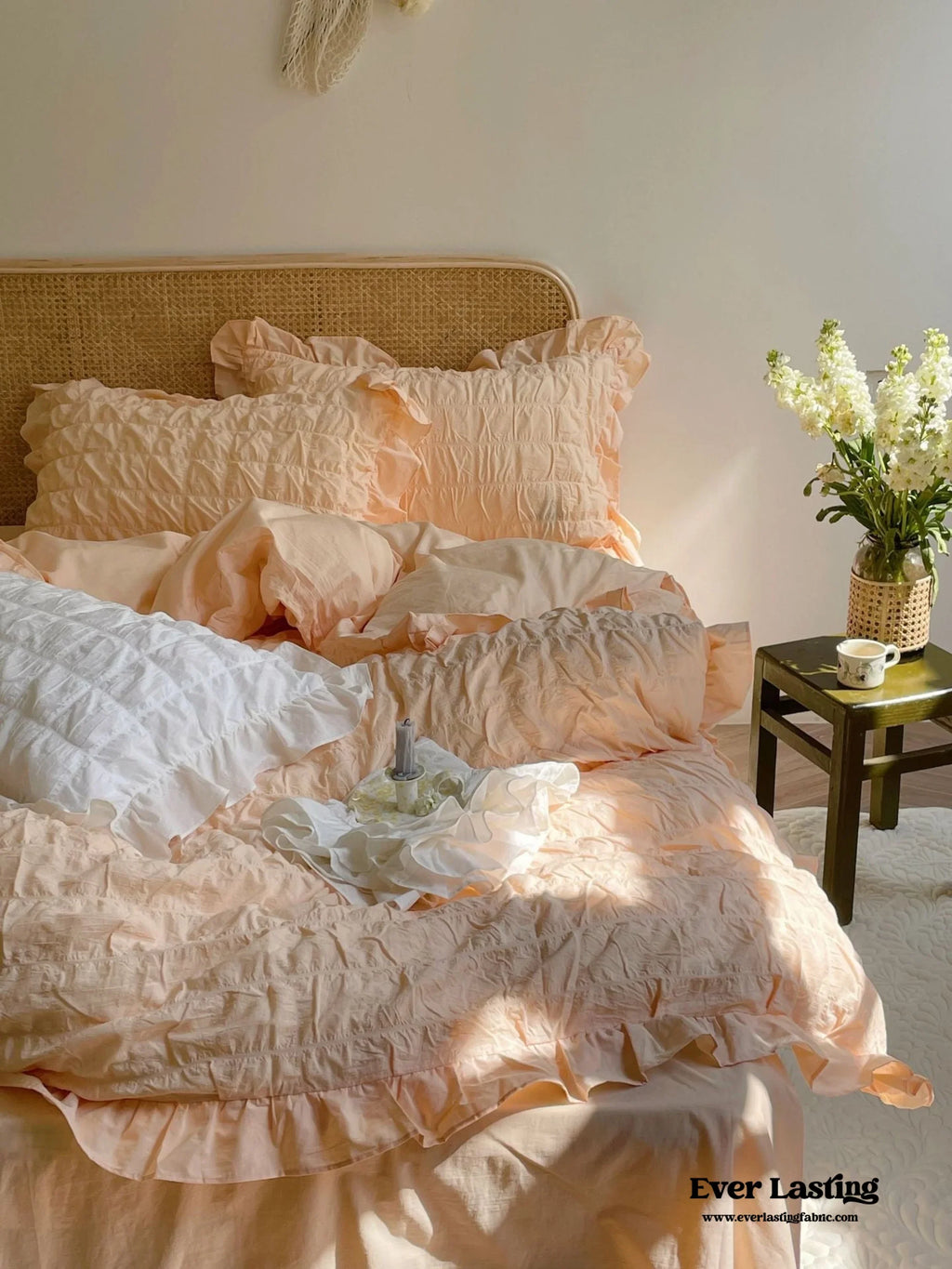 Marshmallow Puff Ruffle Bedding Set / Yellow Ever Lasting