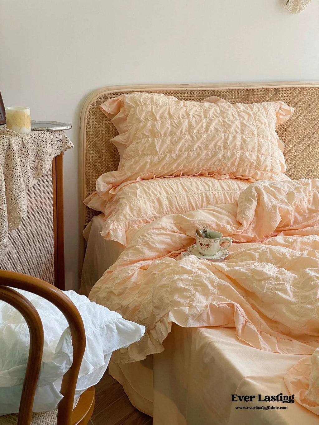 Marshmallow Puff Ruffle Bedding Set / Yellow Ever Lasting