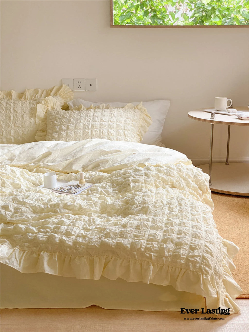 Marshmallow Puff Ruffle Bedding Set / Yellow Ever Lasting
