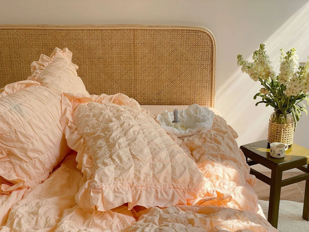 Marshmallow Puff Ruffle Bedding Set / Yellow Ever Lasting