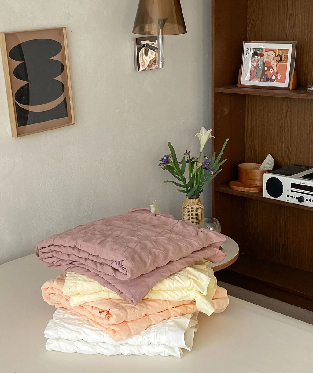 Marshmallow Puff Ruffle Bedding Set / Yellow Ever Lasting