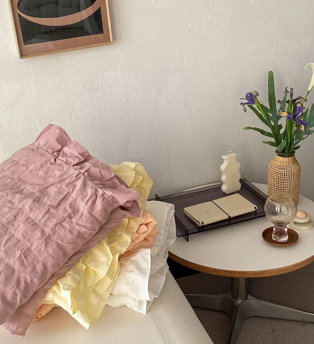 Marshmallow Puff Ruffle Bedding Set / Yellow Ever Lasting